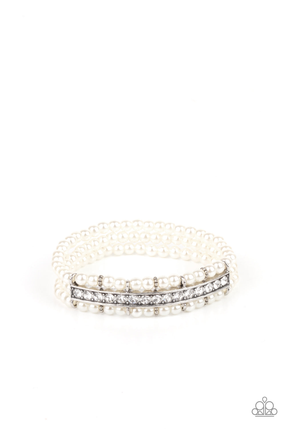 Paparazzi Vintage Beam White Stretch Bracelet