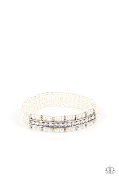 Paparazzi Vintage Beam White Stretch Bracelet