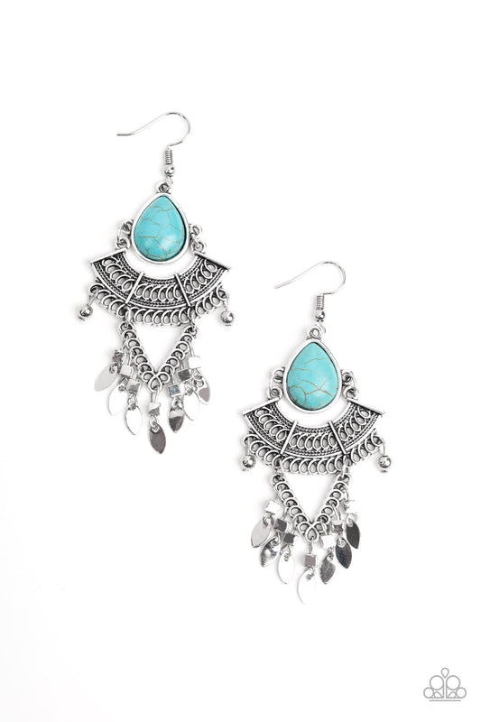 Paparazzi Vintage Vagabond Blue Fishhook Earrings - Life Of The Party Exclusive February 2020