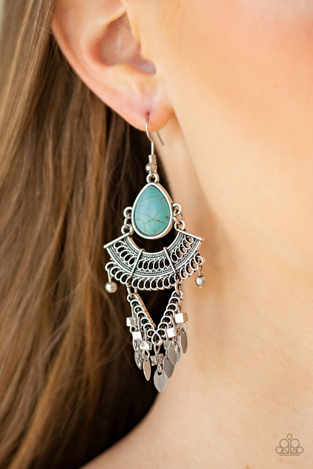 Paparazzi Vintage Vagabond Blue Fishhook Earrings - Life Of The Party Exclusive February 2020