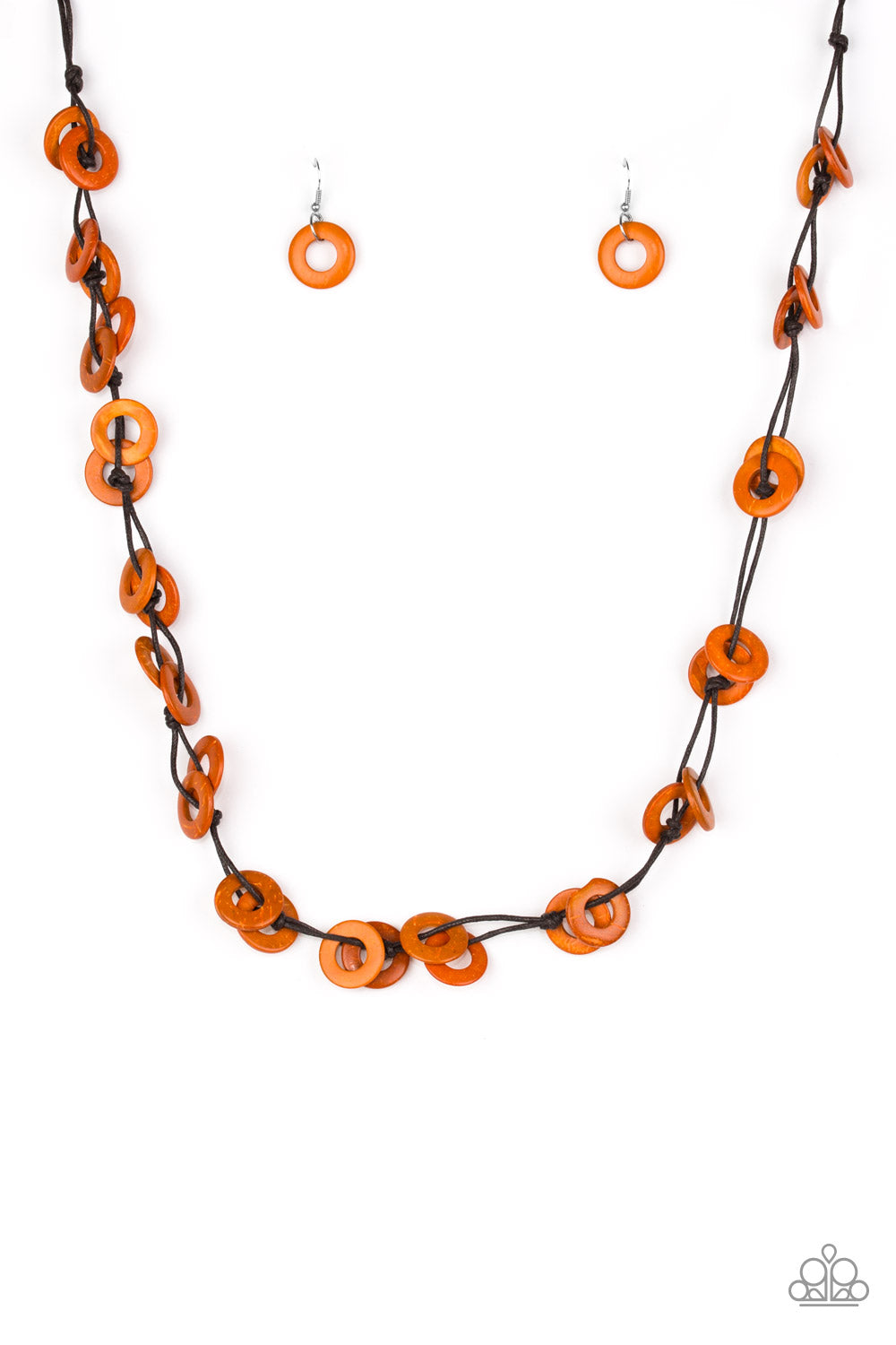 Paparazzi Waikiki Winds Orange Wood Long Necklace