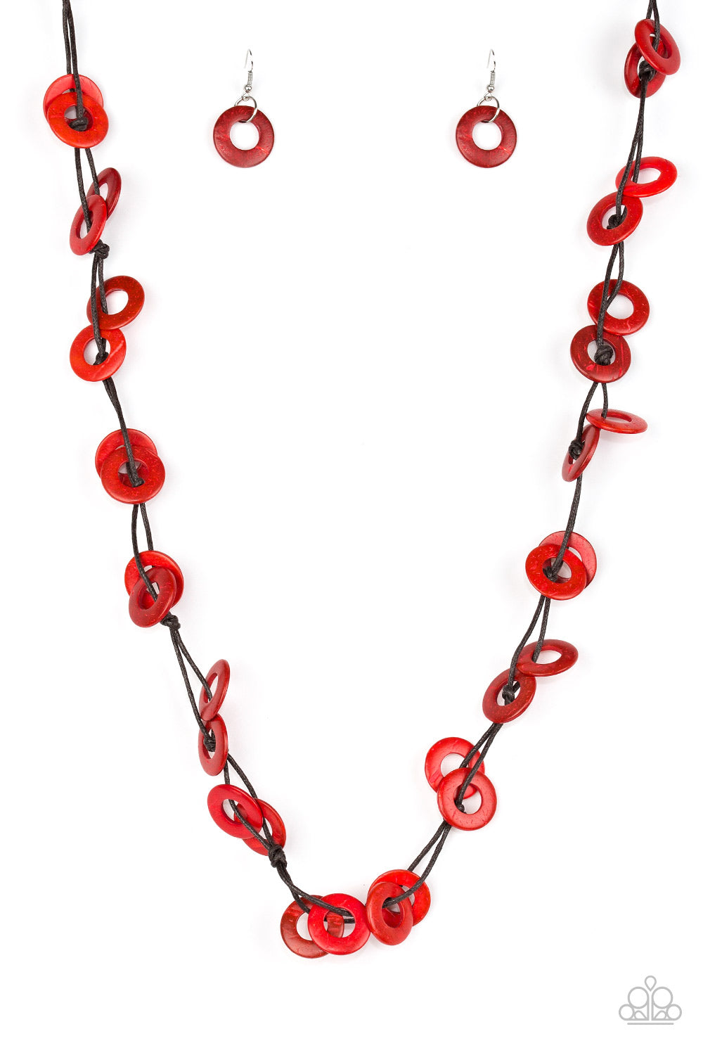 Paparazzi Waikiki Winds Red Wood Long Necklace