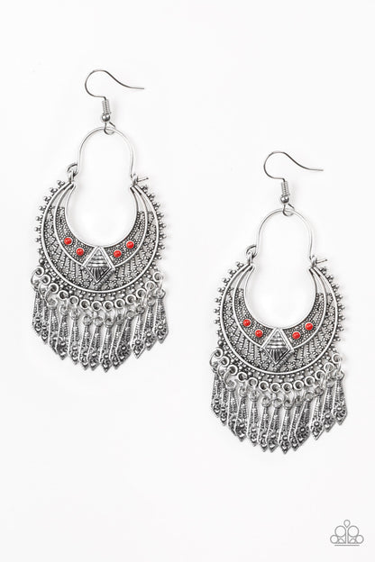 Paparazzi Walk On The Wildside Red Fishhook Earrings