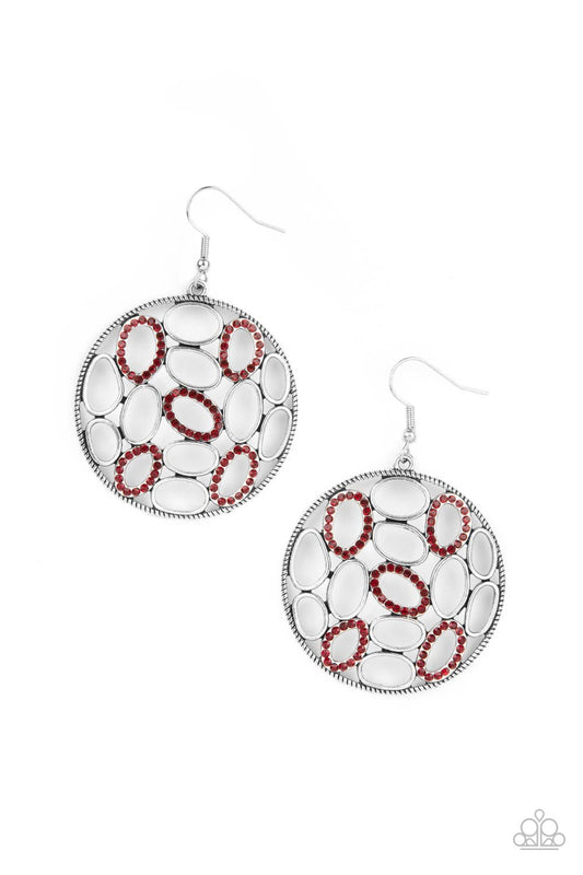 Paparazzi Watch OVAL Me Red Fishhook Earrings