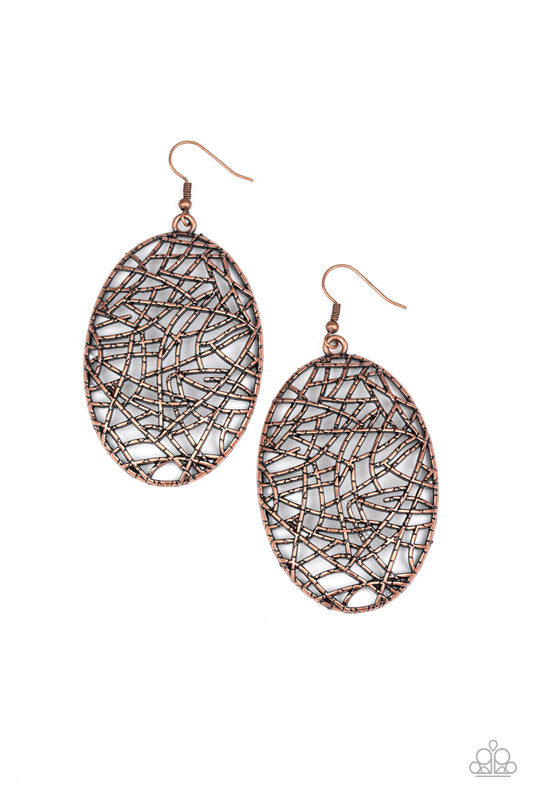 Paparazzi Way Out Of Line Copper Fishhook Earrings - P5ST-CPXX-025XX