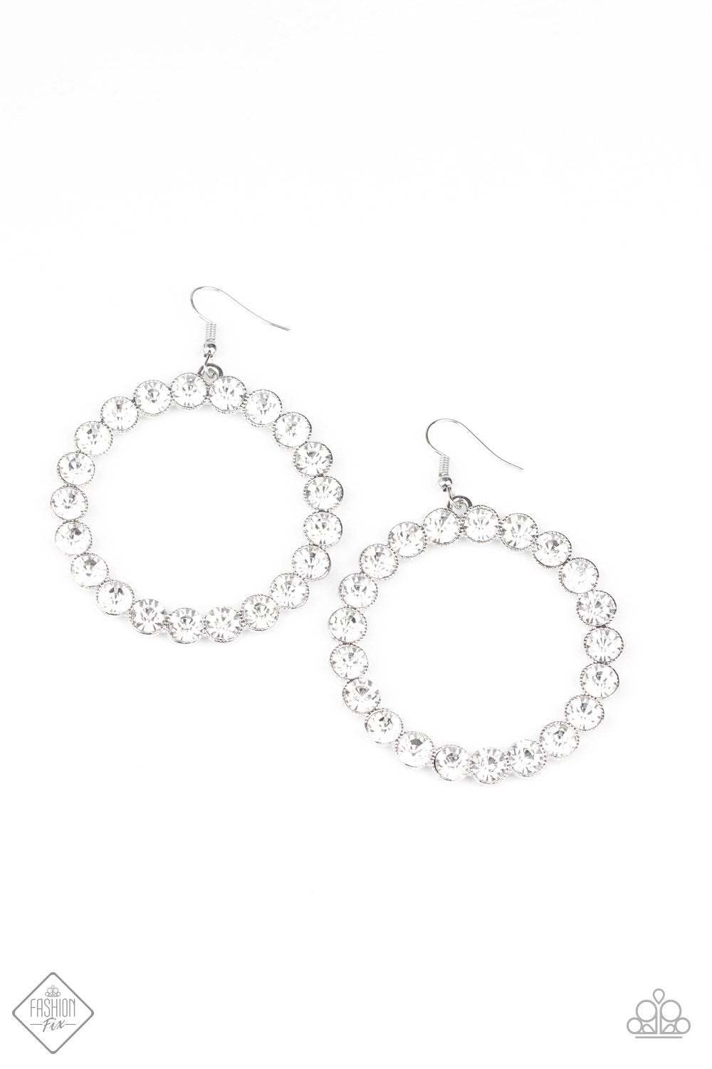 Paparazzi Welcome to the GLAM-boree White Fishhook Earrings - Fashion Fix Fiercely 5th Avenue March 2020