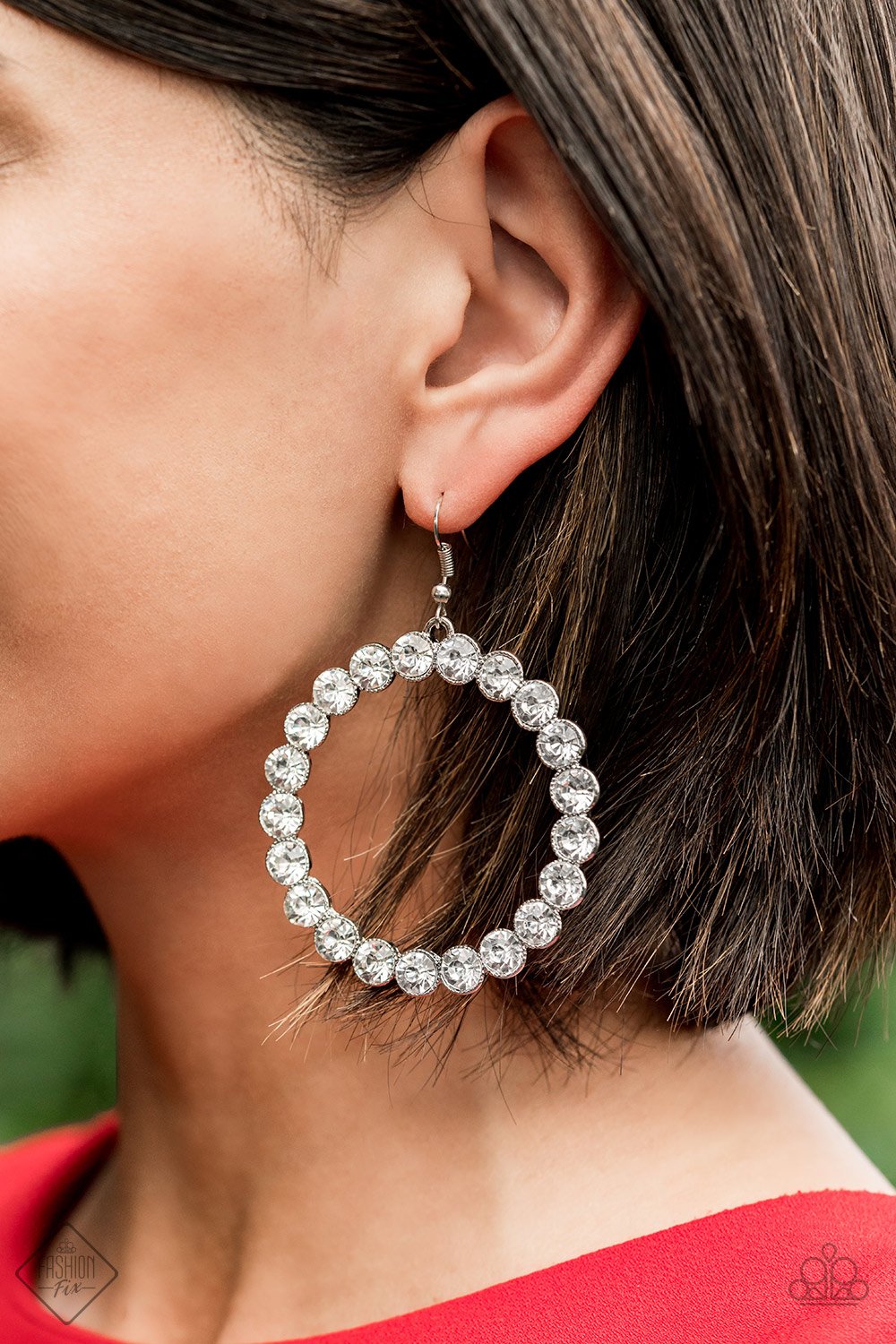 Paparazzi Welcome to the GLAM-boree White Fishhook Earrings - Fashion Fix Fiercely 5th Avenue March 2020