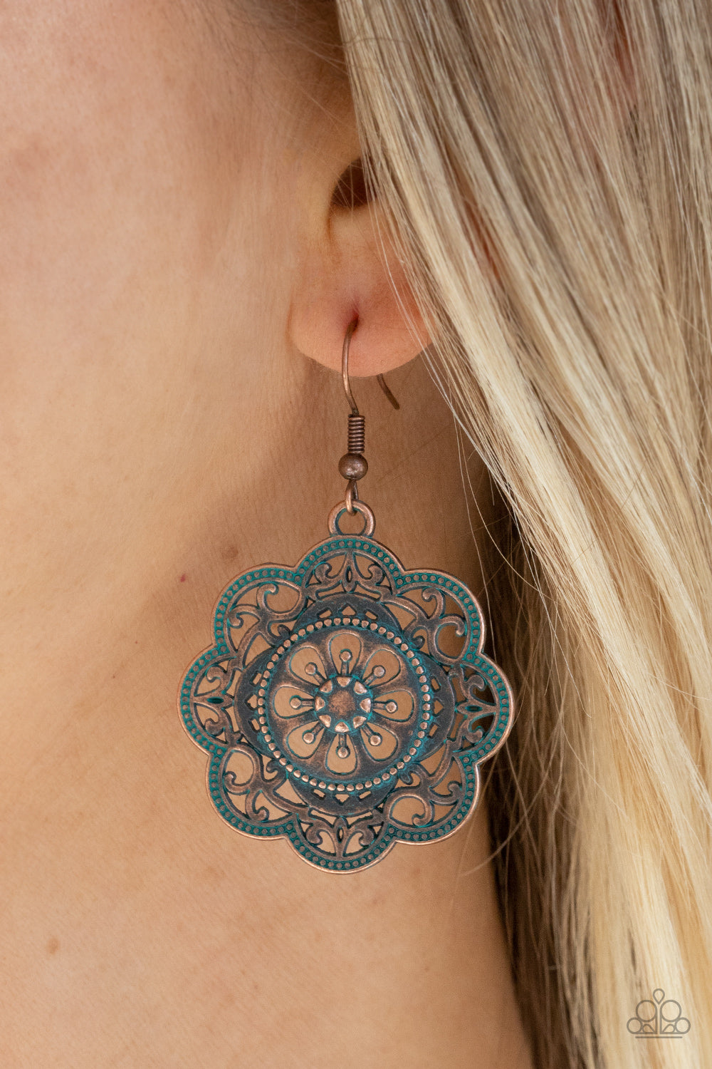 Paparazzi Western Mandalas Copper Fishhook Earrings - P5SE-CPBL-094XX