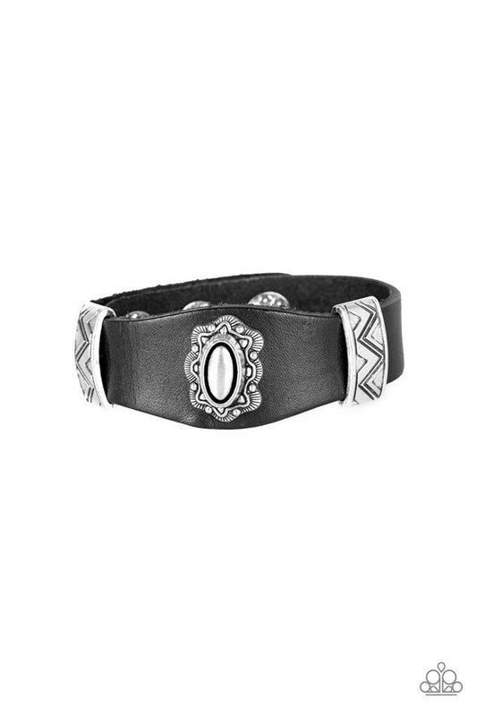 Paparazzi Western Romance Black Single Wrap Snap Bracelet