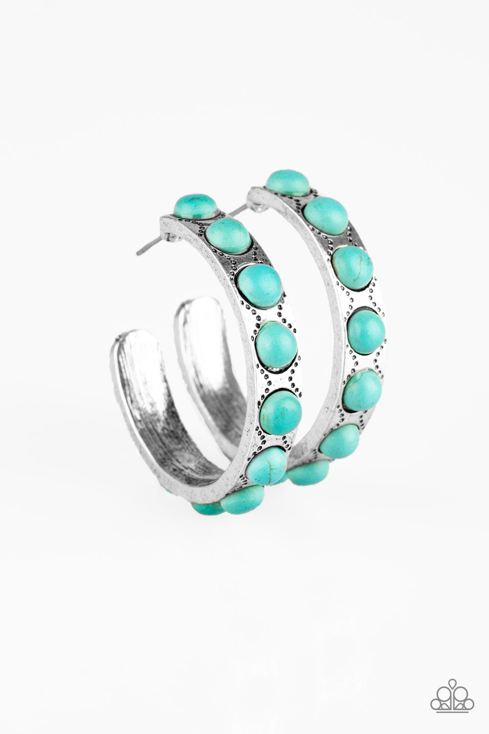 Paparazzi Western Watering Hole Blue Post Hoop Earrings