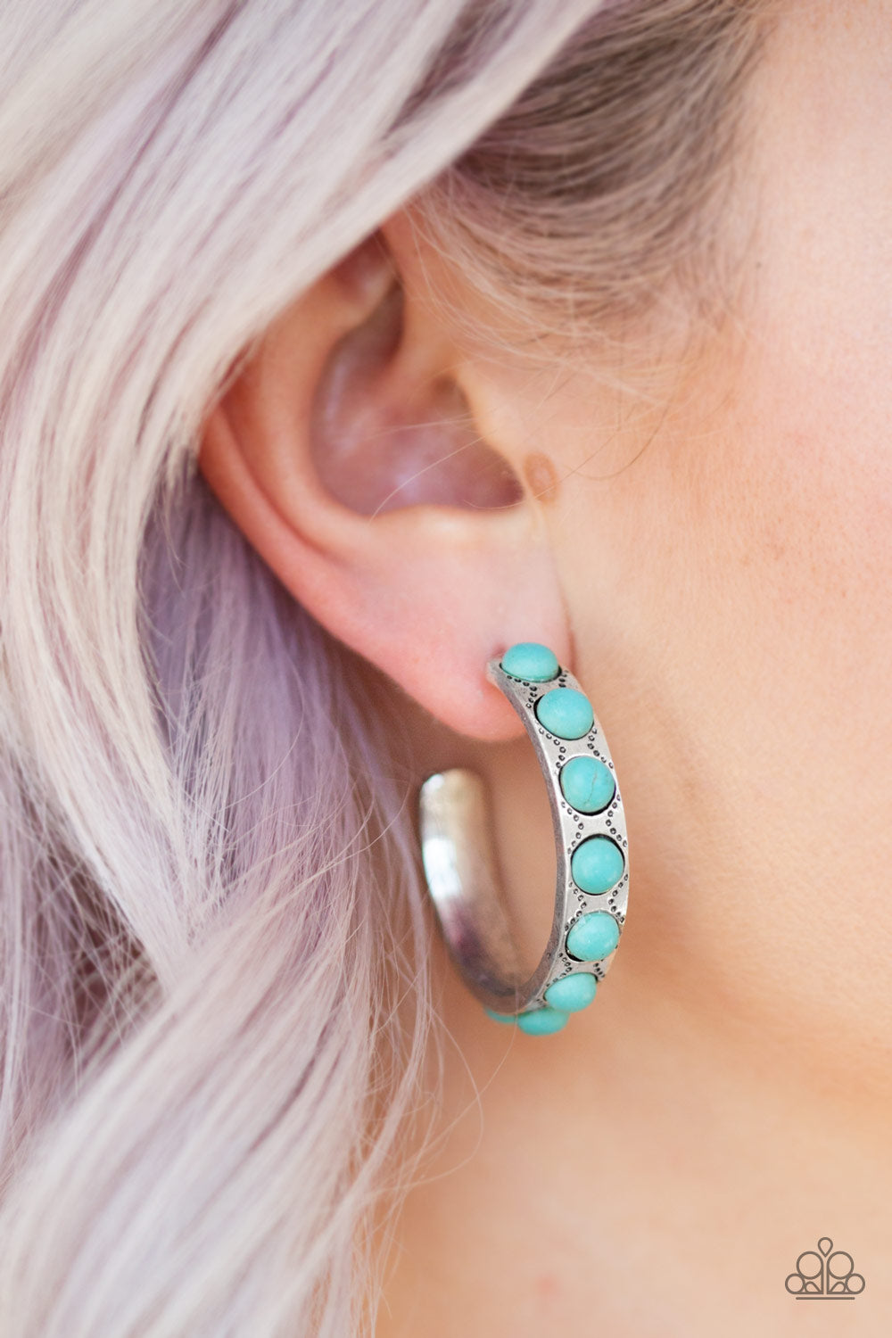 Paparazzi Western Watering Hole Blue Post Hoop Earrings