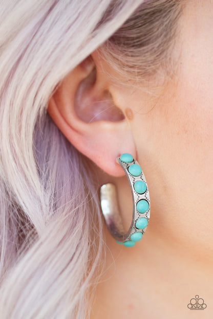 Paparazzi Western Watering Hole Blue Post Hoop Earrings