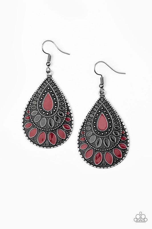 Paparazzi Westside Wildside Red Fishhook Earrings