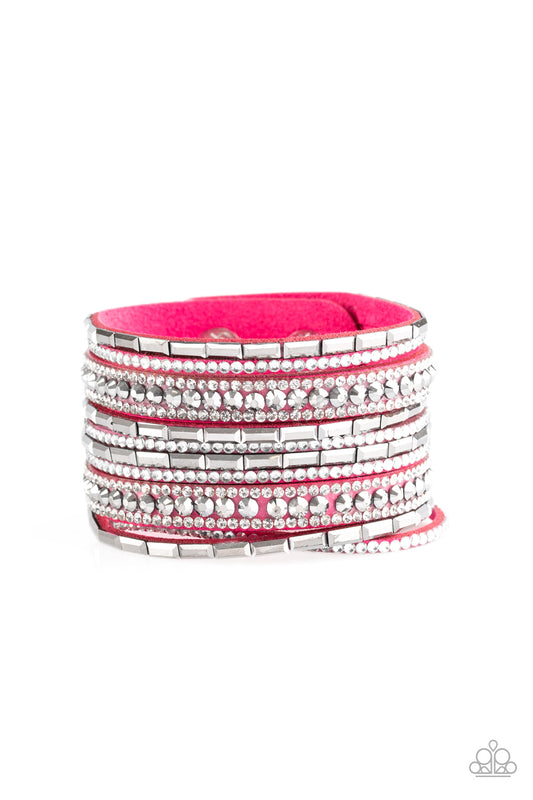 Paparazzi Wham Bam Glam Pink Single Wrap Snap Bracelet