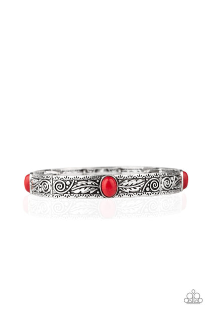 Paparazzi Wild West Story Red Stretch Bracelet - P9SE-RDXX-144XX