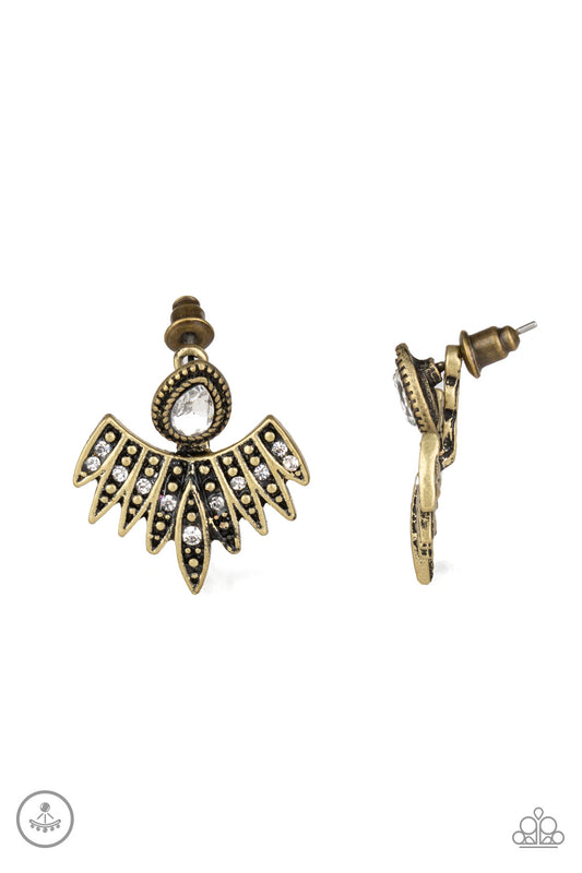 Paparazzi Wing Fling Brass Jacket Post Earrings