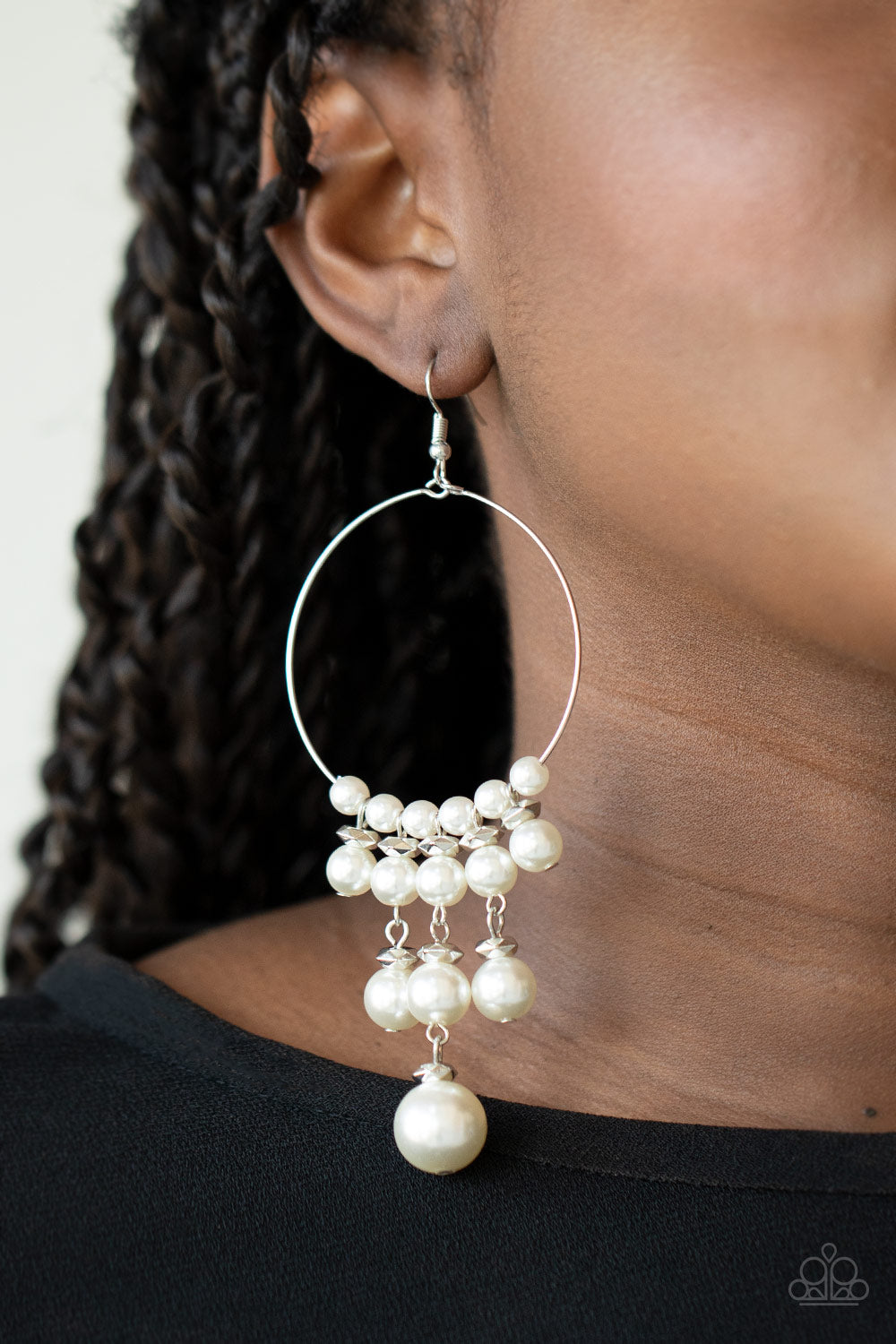 Paparazzi Working The Room White Fishhook Earrings