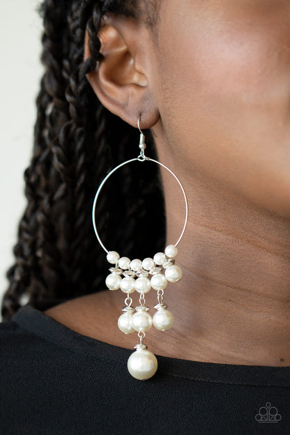 Paparazzi Working The Room White Fishhook Earrings