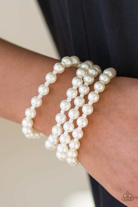Paparazzi Work The Ballroom White Clasp Bracelet