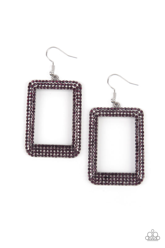 Paparazzi World FRAME-ous Purple Fishhook Earrings