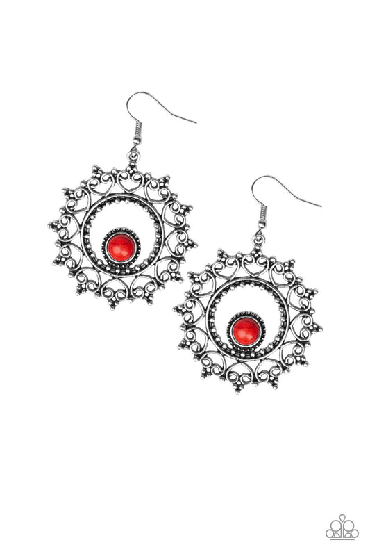 Paparazzi Wreathed In Whimsicality Red Fishhook Earrings