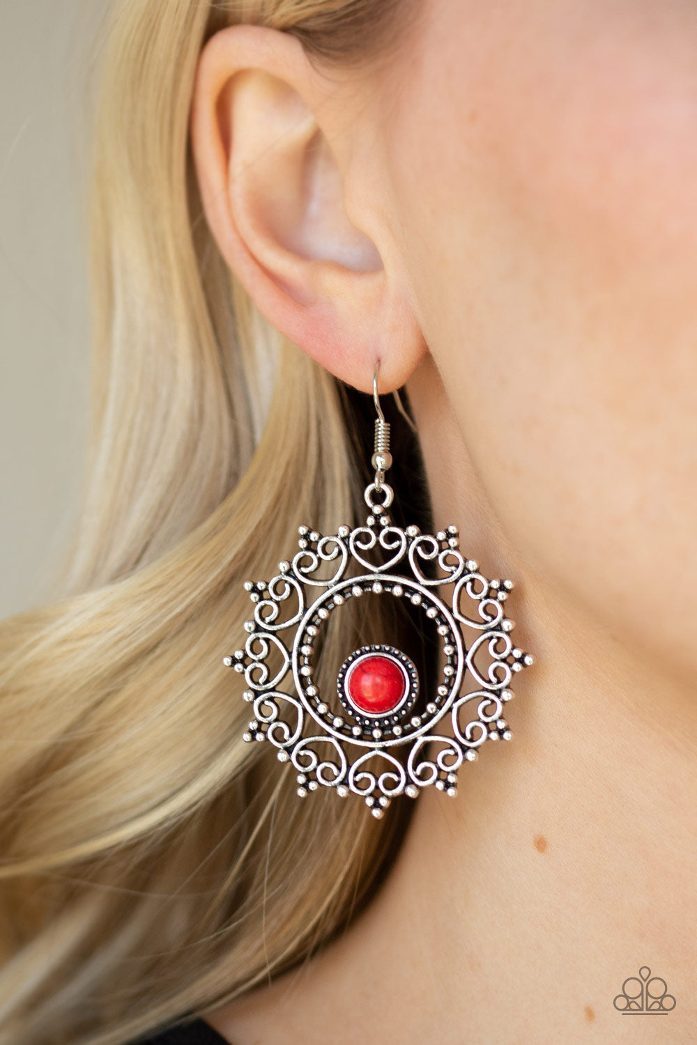 Paparazzi Wreathed In Whimsicality Red Fishhook Earrings