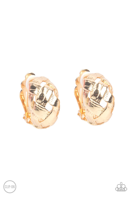 Paparazzi Wrought With Edge Gold Clip-On Earrings