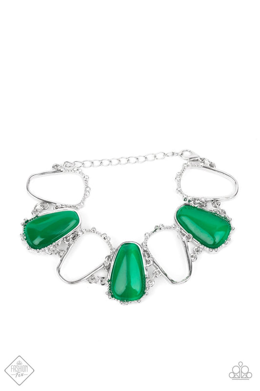 Paparazzi Yacht Club Couture Green Clasp Bracelet - Fashion Fix Glimpses of Malibu March 2021