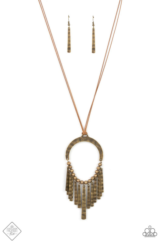 Paparazzi You Wouldn't FLARE! Brass Long Necklace - Fashion Fix Sunset Sightings May 2021