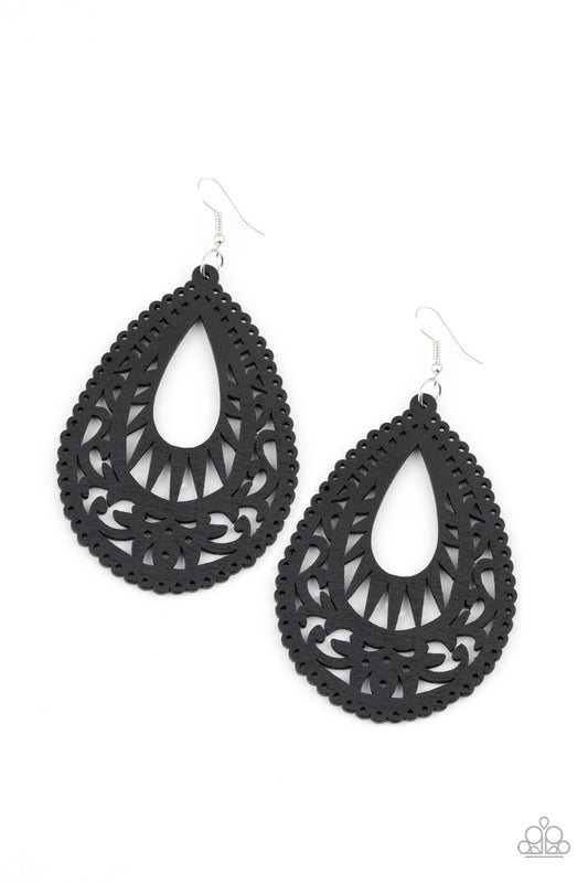 Paparazzi Zesty Zen Black Fishhook Earrings